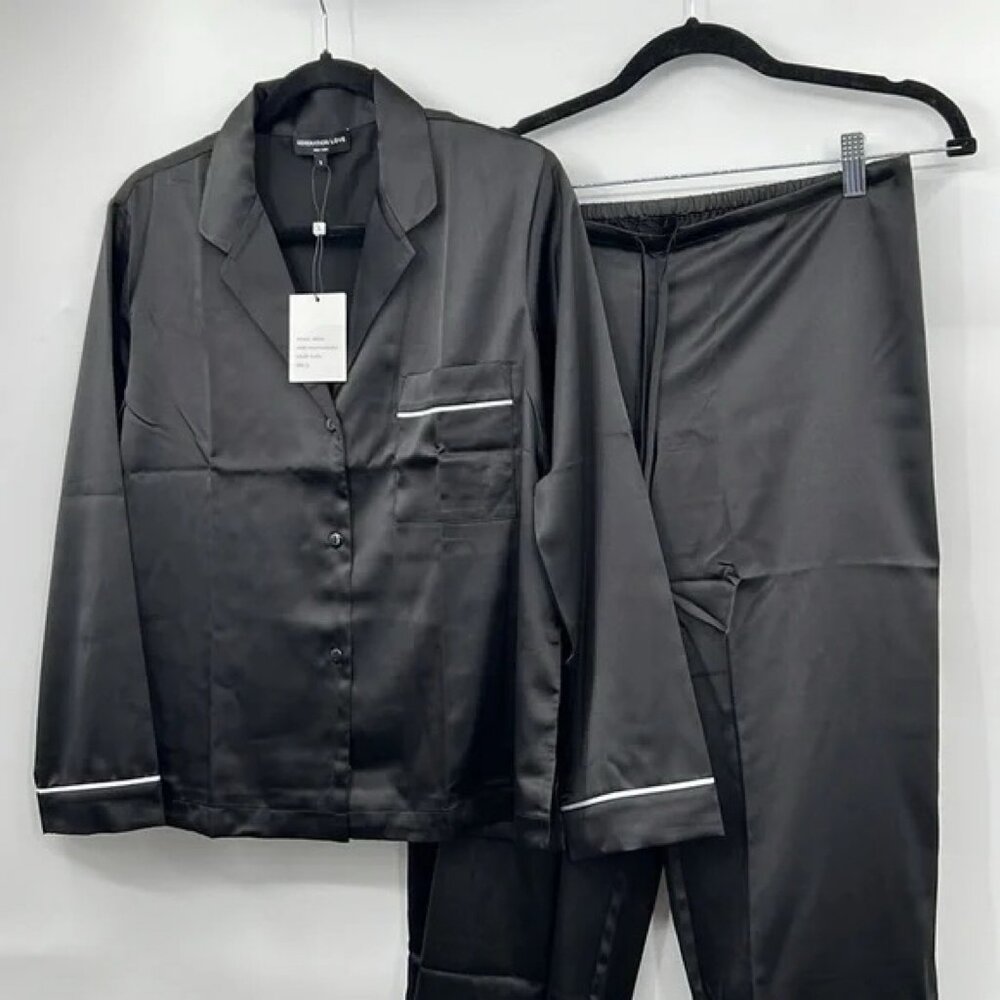 Like New! Generation Love Nikki Black White Piping Satin Pajama Pants Sz Small